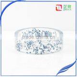 Handmade Wide Pressed Real Baby's Breath Blue Dried Flower Resin Bangle for Women thumbnail-1