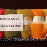 Dyed 100% Merino wool roving for wet and needle felting
