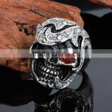 Mens Diamond/ Natural Ruby Skull Wedding Ring thumbnail-1