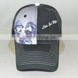 Professional Custom 6 Panel / 100% Cotton/digital Printing Marks / / Black Baseball Cap