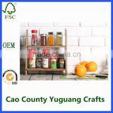 2 Tier Wooden Display Shelves Countertop Decorative Spice Rack thumbnail-6