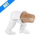White Porcelain Porcelain Cake Topper Shaped Like a Monkey thumbnail-1