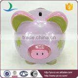 2015 Hotsale Purple Unbreakful Handprinting Ceramic Piggy Coin Bank Wholesale for Gift thumbnail-2