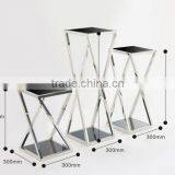 Newest Model Black Glass Console Table Set With Stainless Steel Base For Sale thumbnail-6