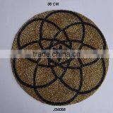 Round Brown Black Glass Bead Place Mats With Flower Patterns Available in More Colours and Patterns thumbnail-1