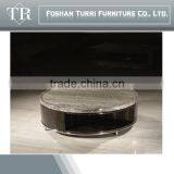 Modern Black Hand Craverd Travertine Top End Table thumbnail-4