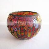 Splendid Mosaic Modern Wedding Gifts Crackle Single Red Golden Vase Chinese Flower Arrangements thumbnail-3