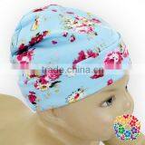 Navy Blue Hot Pink Flowers Winter Baby Beanie Hat thumbnail-2