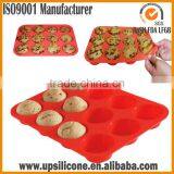 BPA Free Nonstick Red 12 -cup Silicone Baking Pan Silicone Muffin Pan thumbnail-1