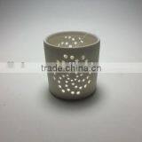 White Ceramic Hollow Out Candle Cup thumbnail-1