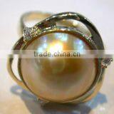 Bowknot Latest Gold Ring Designs Pearl Ring Tahitian Pearl Ring thumbnail-3
