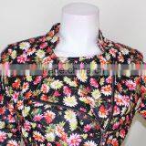 Europe Ameicia Fashion Black Flower Pringting Long Sleeve Pu Leather Waterproof Jackets for Women thumbnail-3