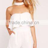 2017 Playsuit in Women's Pant With White Choker Neck Frill Bandeau Playsuit thumbnail-2