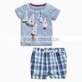 2017 Wholesale Baby Boy Clothes 100% Cotton Kids Short Sleeve Clothing Set thumbnail-3