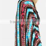 Custom Design Colorful Tribal Striped Dolman Kimono With Curved Hem Caplet Style Ladies Beachwear thumbnail-5