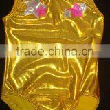 Gymnastics Leotard Girls in Sunshine Yellow Mystique With Silver and Pink Stars thumbnail-1