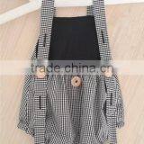 Soft Cotton Unisex Romper Newborn Grey Gingham Pattern Infant Baby Romper thumbnail-4