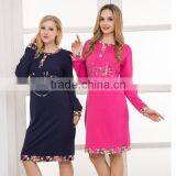 NEW DESIGN WINTER LADY'S NIGHTGOWNS PLUS SIZE THICK O-NECK WITH BOTTON COTTON GOWNS thumbnail-3