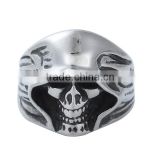 Titanium Steel Unadjustable Rings Antique Silver Skull