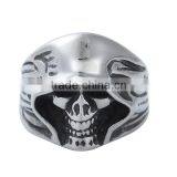 Titanium Steel Unadjustable Rings Antique Silver Skull thumbnail-1