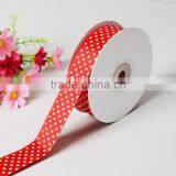 Grosgrain Dot Ribbon 7/8 Inch Red With White Dots thumbnail-1