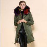 Raccoon Fur Hooded Genuine Rabbit Fur Lined Parka With Fur Coat