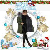 Chirstma New Fashion Raccoon Fur Collar Winter Coat for Wholesale