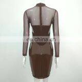 Dress Dropshipping Women Clothing Sexy Mesh Strapless Faux Leather Bodycon Mini Dresses thumbnail-6