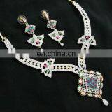 Butterfly Multi-Color Designer Gold Plated American Diamond Jewelry Necklace Earrings Set