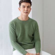 Luxury Warm Winter Man 100% Pure Cashmere Sweater With Long Sleeves Solid Color