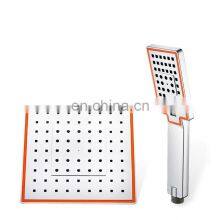 Multifunctional 3 Color High Quality Chrome 8 Inches ABS Plastic Square Bathroom Top Rain Overhead Shower Hand Shower Sets thumbnail-3