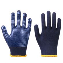 7Gauge Dark Blue Polycotton Liner PVC Dotted Gloves