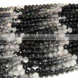 Black Rutile Shaded Faceted Roundlle Beads