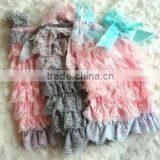 Wholesale Baby Romper Candy Pink, Aqua ,grey Lace Soft Ruffle Baby Petti Lace Romper thumbnail-1