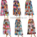 Indian Women Patchwork Long Skirt-Gypsy Hippie Cotton Skirts with Patch work-Designer Indian skirt