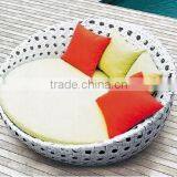Round Outdoor Furniture Double Wicker Woven Poly Resin Rattan Bed thumbnail-2