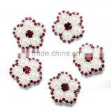Yiwu Factory Price Beautiful Rhinestone Buttons, Flower Red And White Color Rhinestone Buttons,