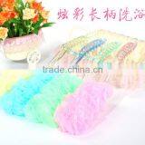 Plastic Long Handle Pink Bath Sponge Loofah for Shower