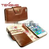 brown vintage leather mobile phone cover for apple iphone 6 plus wallet case