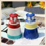 ceramic lighthouse salt pepper bottle for kitchen set