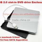 NEW External HDD enclosure caddy case 9.5mm 12.7mm SATA Superdrive Optical Drive USB2.0 silver