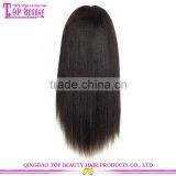 Natural Color Wig Brazilian Virgin 100 Human Hair Yaki Straight With Bleached Knots Yaki Middle Part Lace Front Wig thumbnail-2