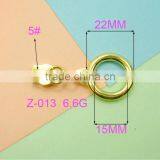 Golden Round Metal Zipper Slider and Puller Jeans Zipper Puller thumbnail-1