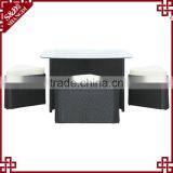Chic Tempered Glass Table Design 5-pc Outdoor Patio Rattan Dining Set thumbnail-4