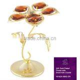 Luxury 24K Gold Plated Decorative Red Crystals Flower for Home Decoration thumbnail-1