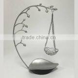 Metal Jewelry Tree Organizer Display With Hanging Basket thumbnail-2