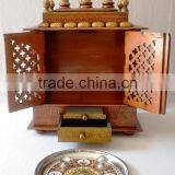 Hand Painted Copper Finish Wooden Temple With Gate thumbnail-6