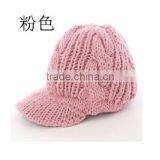 2015 Autumn Curved Bill Snapback Hats With Knitting ,knitted Cap for Girl Colorful thumbnail-5