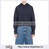 Customized Wholesale Lady's Apparel Rib-knit Crewneck Cuffs Side-laced Cotton Hoodie(DQM013T)