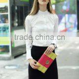 Fashion Ladies Long Sleeve Formal Tops Blouse Flouncing Stand Collar Shirt thumbnail-2